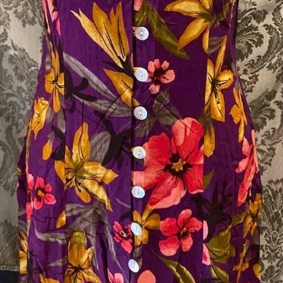 J.B.S. Purple and Gold Floral Maxi Dress - Picture 2 of 3